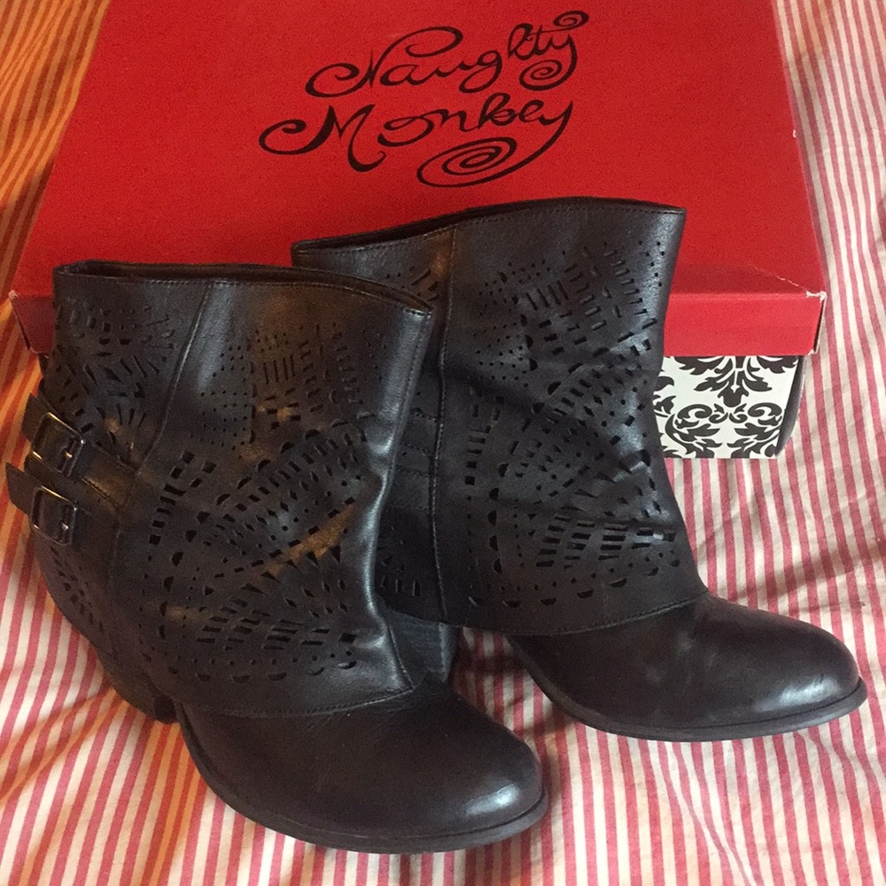 Naughty Monkey “Love Me” black booties.
